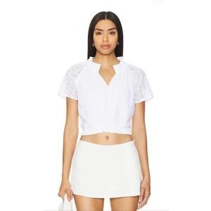Revolve Bobi LA - Eyelet Blouse in White MSRP $92
